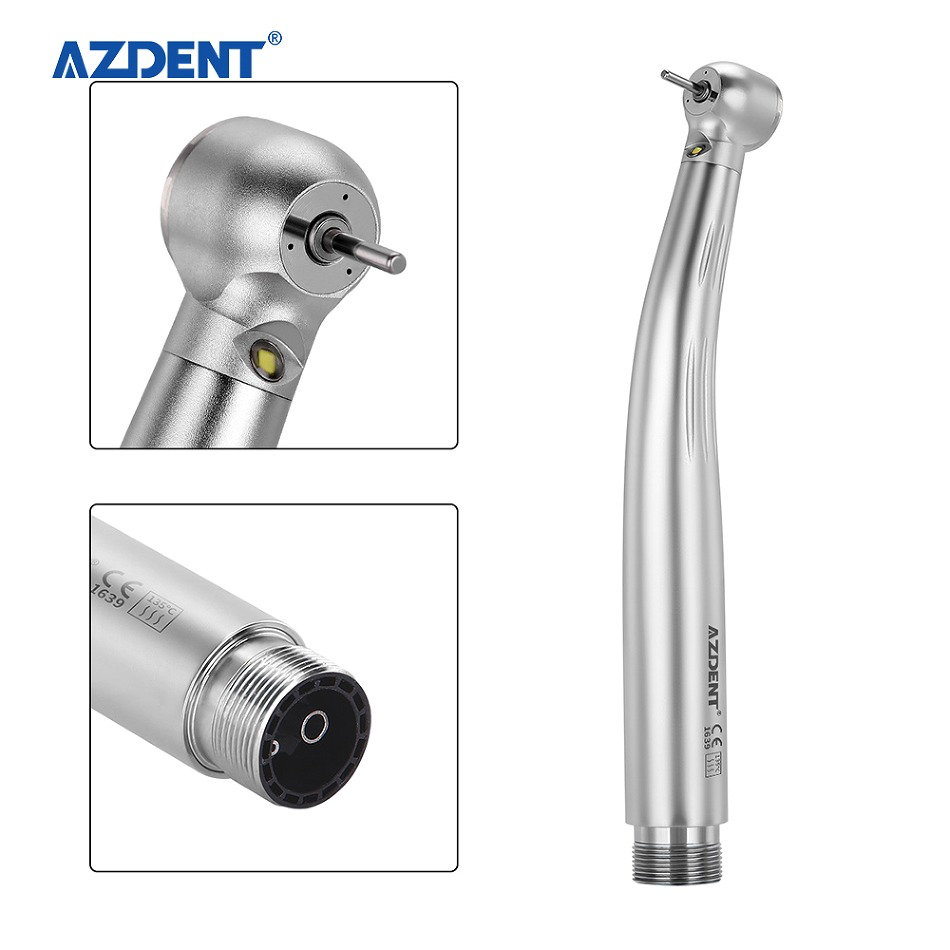 WS0010 - AZDENT High-Speed-Turbinenhandstück mit Drehmomentkopf und integriertem Generator Selbstleuchtendes LED-Turbinenhandstück (luftbetrieben), Anschluss B2/M4 - 4-Loch